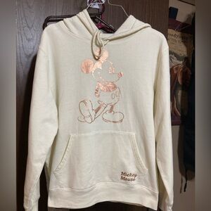 Disney Mickey Mouse Hoodie Sweatshirt youth  XL cream Rose Gold.
